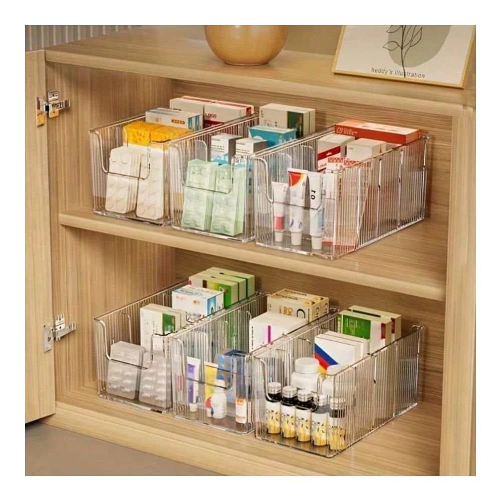 Face Mask Storage Box - 1pc Large 4-Compartment Transparent Pill Box